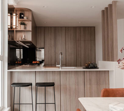 Wooden cabinetry in small kitchen transformation, Perth WA